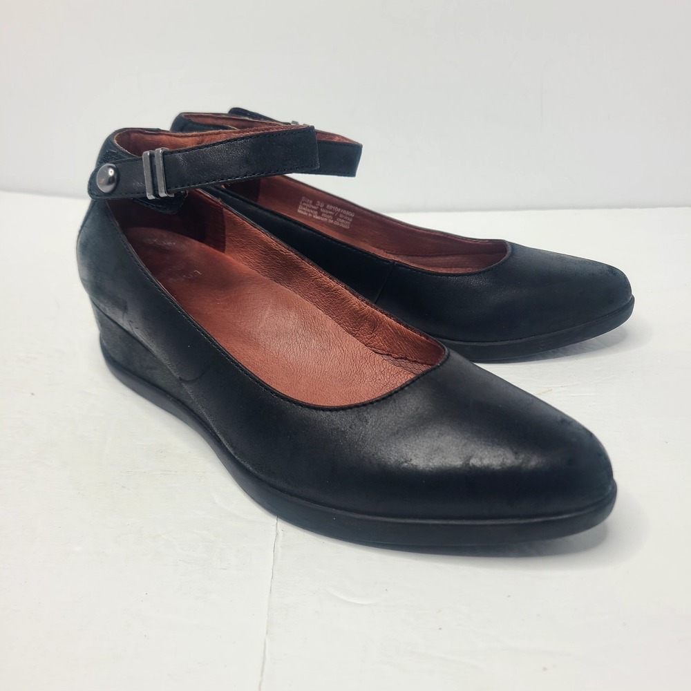 Dansko Shaylee Women's 39 Black Leather Ankle Strap Wedge Mary Jane Comfort Chic